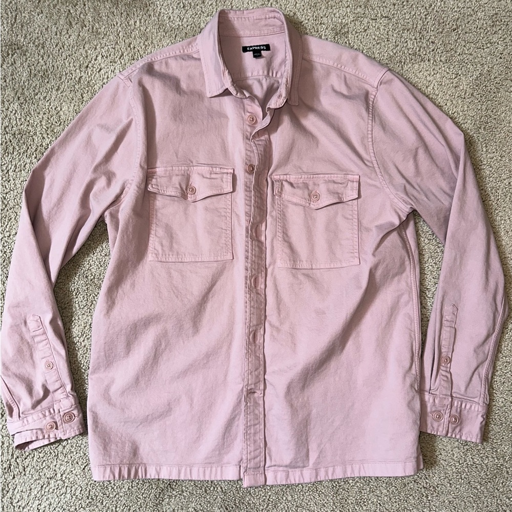 Men’s Express Pink Shirt Shacket Medium